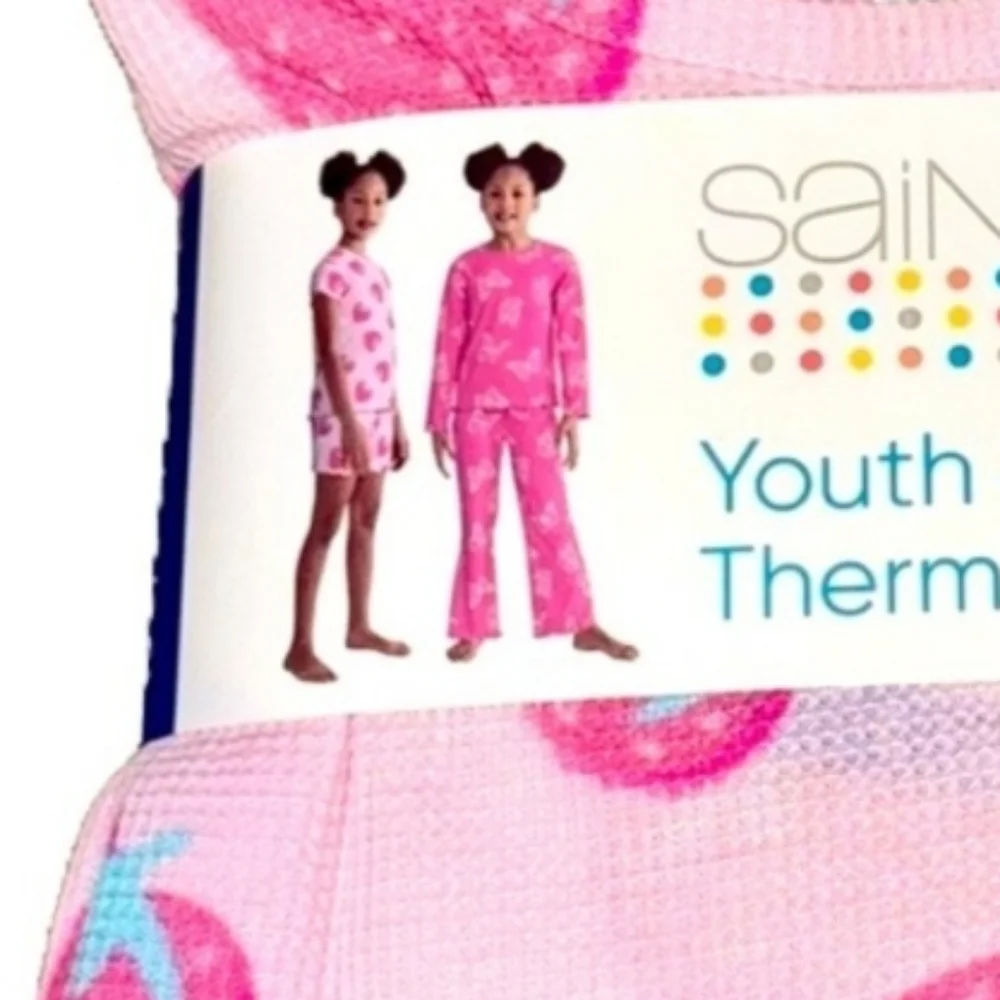 Saint Eve Youth Girls' 4-piece Short & Long Thermal Pajama Set, Pink -nwt